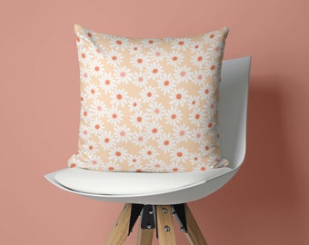 Daisy Throw Pillows, Washable throw pillow covers, decor for girls bedroom, flower power decor, hippie aesthetic, decorative pillow cover