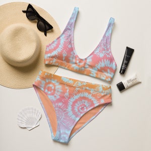 Tie Dye Bikini, Rainbow Bikini, Rainbow Tie Dye, Colorful Swimwear, High Waisted Swimsuit, Womens Bikini, Womens Swimwear, Womens swimsuit