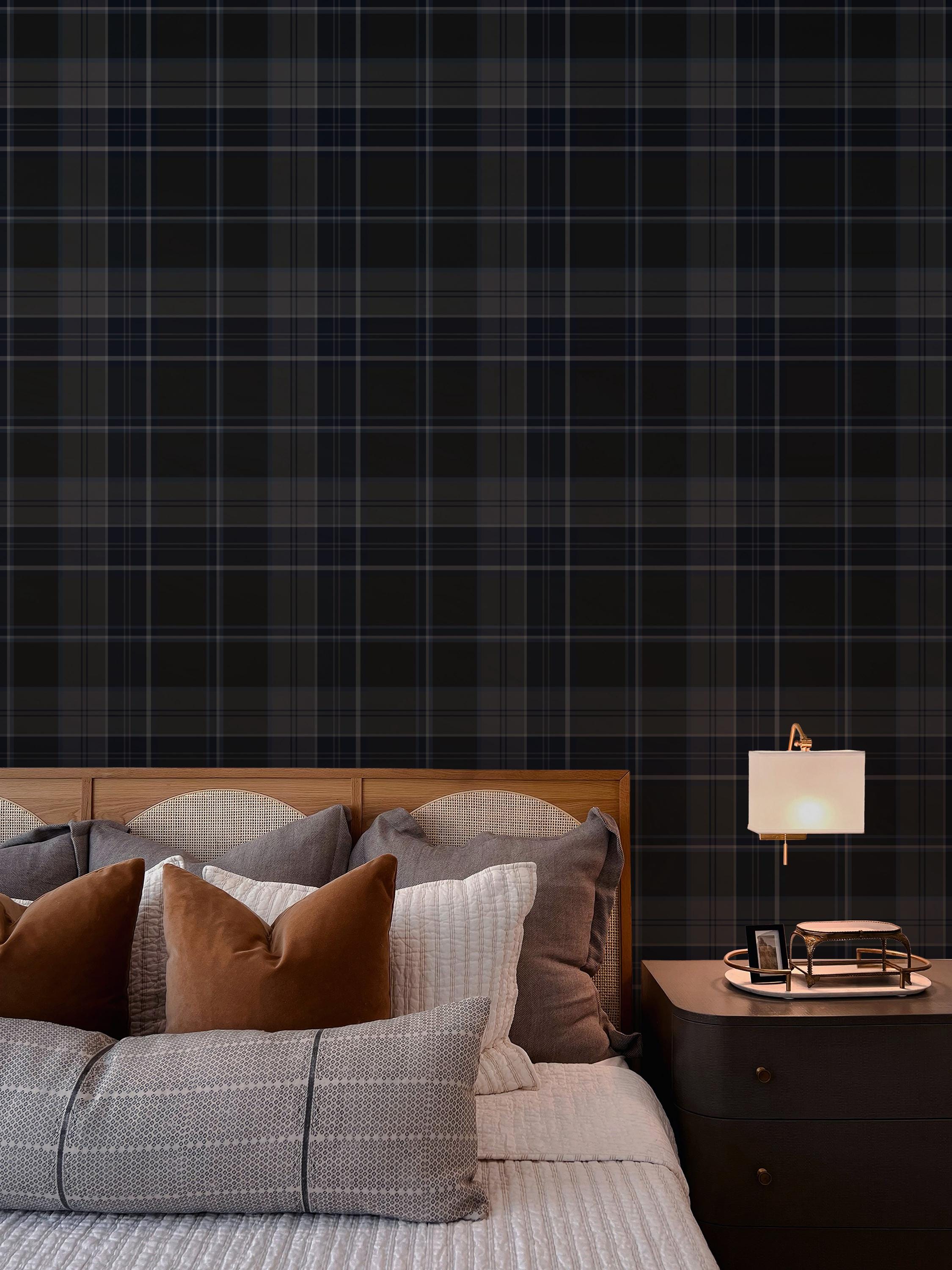 Cabin Core Peel and Stick Wallpaper, Dark Plaid Wallpaper, Ralph Lauren ...
