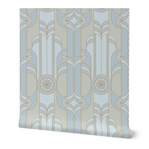 Pastel Blue Wallpaper, Art Deco Wallpaper Peel and Stick, Wallpaper for Powder Room, 1920s wallpaper, serene wallpaper, luxury wallpaper