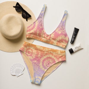 Tie Dye Bikini, Colorful Swimwear, Rainbow Bikini, Rainbow Tie Dye, Womens Bikini, Womens Swimwear, Womens swimsuit, High Waisted Swimsuit