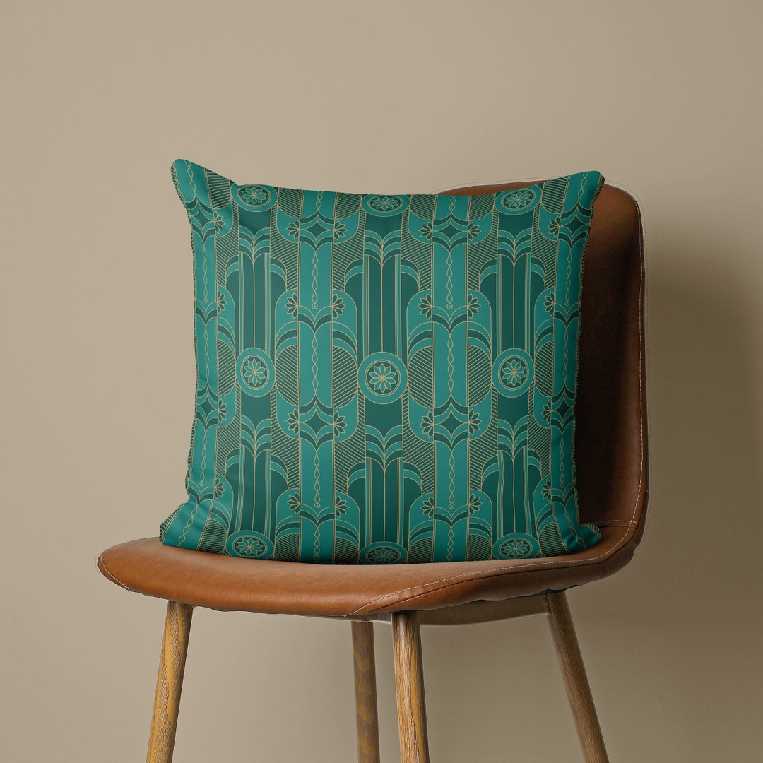 Art Deco Pillow Cover Emerald Green Pillow Covers Emerald Etsy