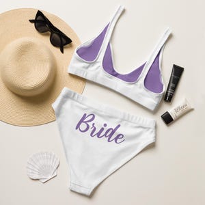 Bride Bikini Set, Bride Swimsuit, Bachelorette Party Swimsuit, White Two Piece Bathing Suit, High Waisted Swimsuit, Women&#39;s swimwear