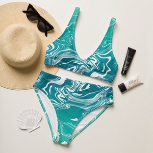 Turquoise Bikini, Green Bikini, Womens Bikini Set, High Waisted Swimsuit, Vacation Bathing Suit, Womens Two piece swimsuits, Womens Swimwear