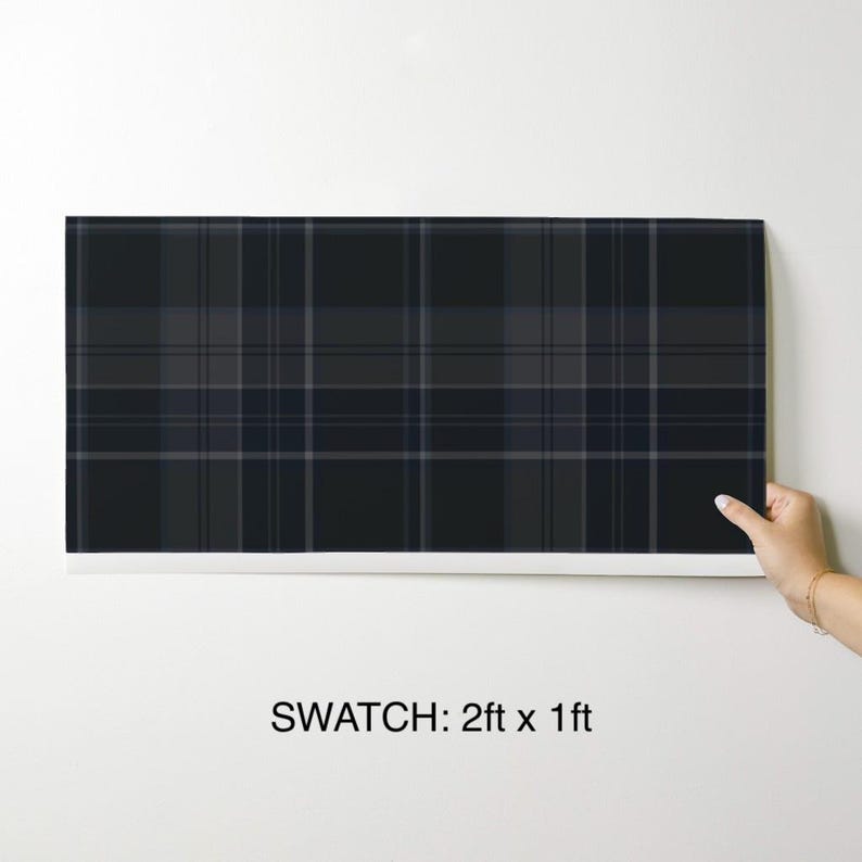 Cabin Core Peel and Stick Wallpaper, Dark Plaid Wallpaper, Ralph Lauren ...