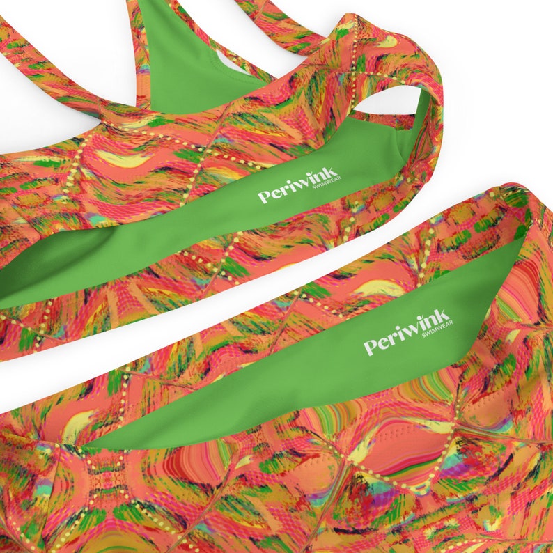 Psychedelic Bikini Orange Bathing Suit Orange Swimwear Etsy