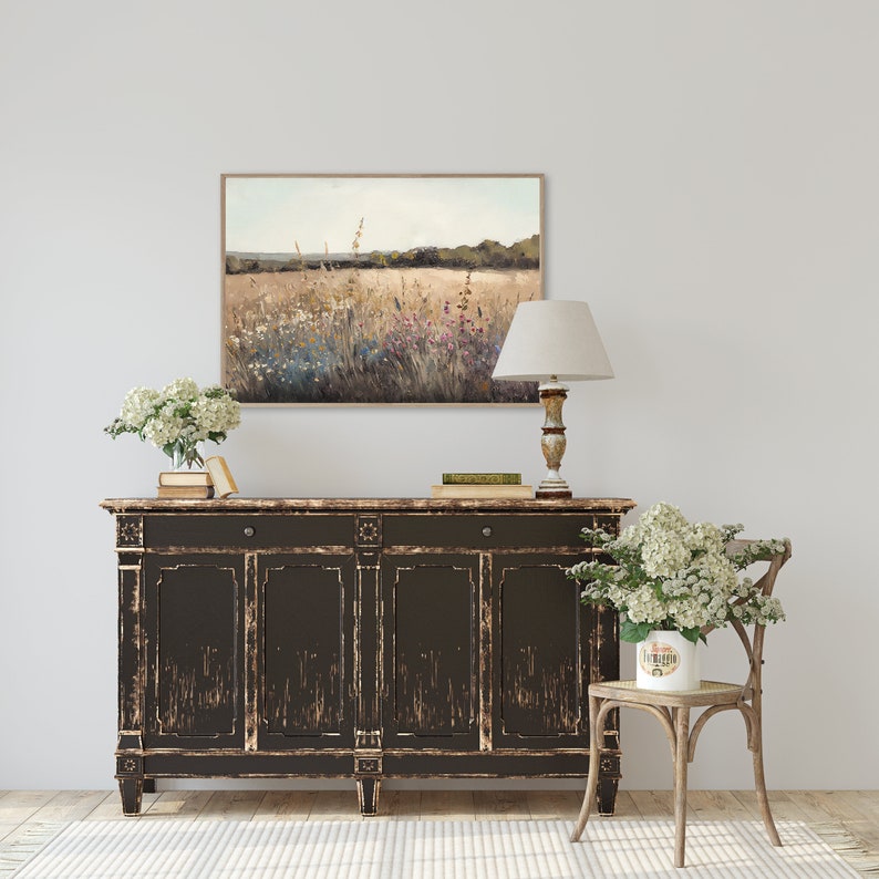 Wildflower Field Landscape Oil Painting Vintage Wall Art Etsy Australia