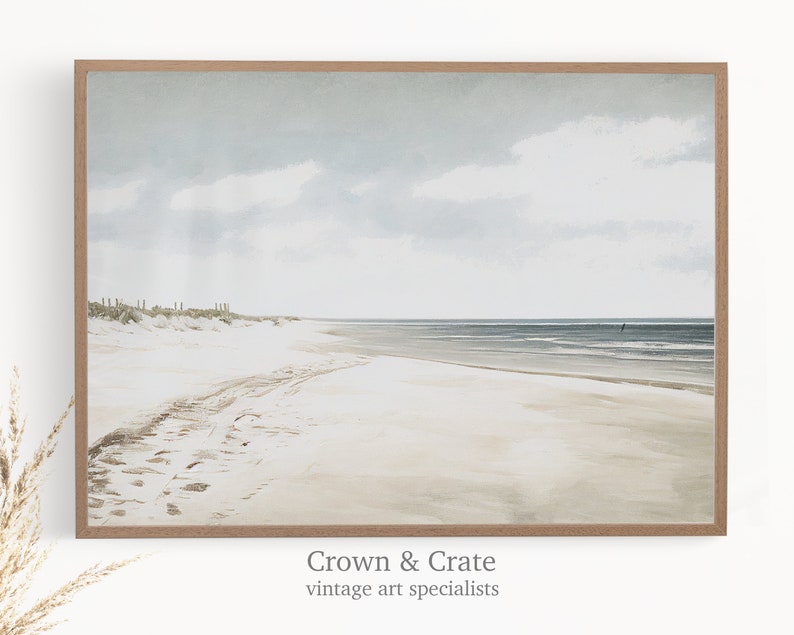 Beach Painting Vintage Style Wall Art Neutral Tones Coastal Landscape Printable Digital Download Home Decor 0008 imagem 1