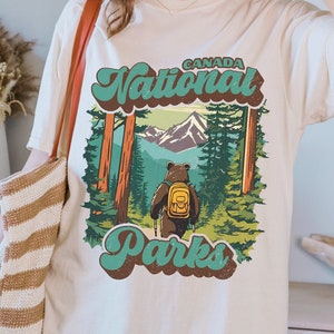 Retro Canada National Parks T-Shirt | Gift For Hiker/Camper, Forest/Outdoor/Adventure Lover |Gorpcore Tee Shirt, Granola Girl Nature Top