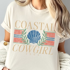 Vintage 90s Coastal Cowgirl TShirt | Retro Y2K Graphic Tee | Cowgirl Party Shirt | Country Western Farmcore Fashion, Oversized Beach Top
