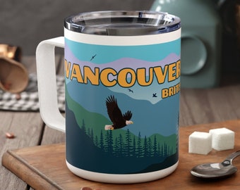 Vancouver Island British Columbia Insulated Coffee Mug | Pacific Northwest/Canada Souvenir | Rustic Gift For Hiker/Camper/Nature/Tea Lover