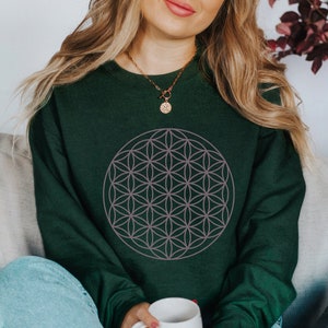 Flower Of Life Crewneck Sweatshirt | Seed Of Life, Floral, Mystic, Magic, Spiritual, Meditation, Yoga, Nameste Pullover | Oversized Pullover