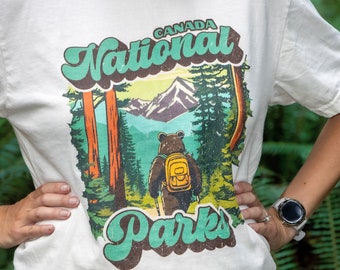 Retro Canada National Parks T-Shirt | Gift For Hiker/Camper, Forest/Outdoor/Adventure Lover |Gorpcore Tee Shirt, Granola Girl Nature Top