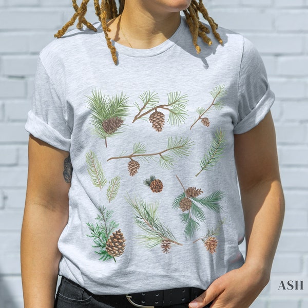 Pinecone Pine Tree Collage T Shirt | Gift For Hiker, Camper, Adventurer | PNW Outdoors Tee | Gorpcore Clothing | Pacific Northwest Tops