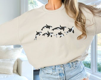 Orca Pod Killer Whale Crewneck Sweater | Gift For Ocean/Sealife/Nature/Wildlife Lover |Ocean Conservation Pullover | Team Gladis Sweatshirt