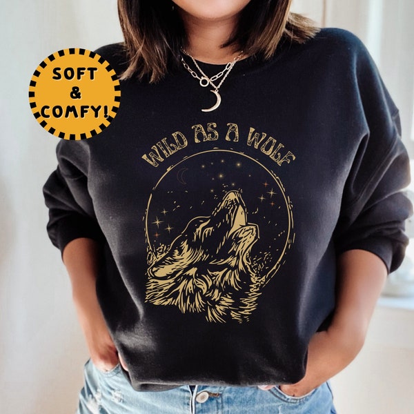 Wolf Sweater | Howling Wolf/Wolves | Gift For Hiker, Outdoor, Nature Lovers | Moon and Stars | Pacific Northwest | Wildlife Sweater/Pullover