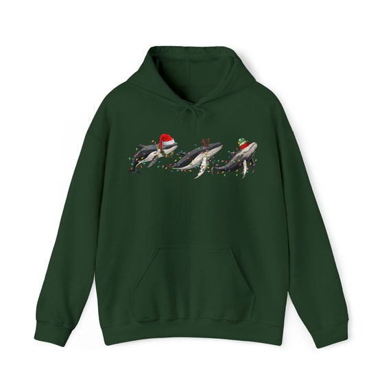 Pull De Noël "Merry Whalemas" - Sweat-shirt à Capuche Avec Motif Baleine - Cadeau Humoristique Pour Amoureux Des Baleines - 13