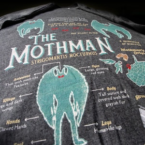Mothman Shirt | Vintage 90s Graphic Tees, Retro Y2k Aesthetic, Unique Cryptid Top, Cryptozoology Gifts, Moth Man Legend Anatomy TShirt image 1