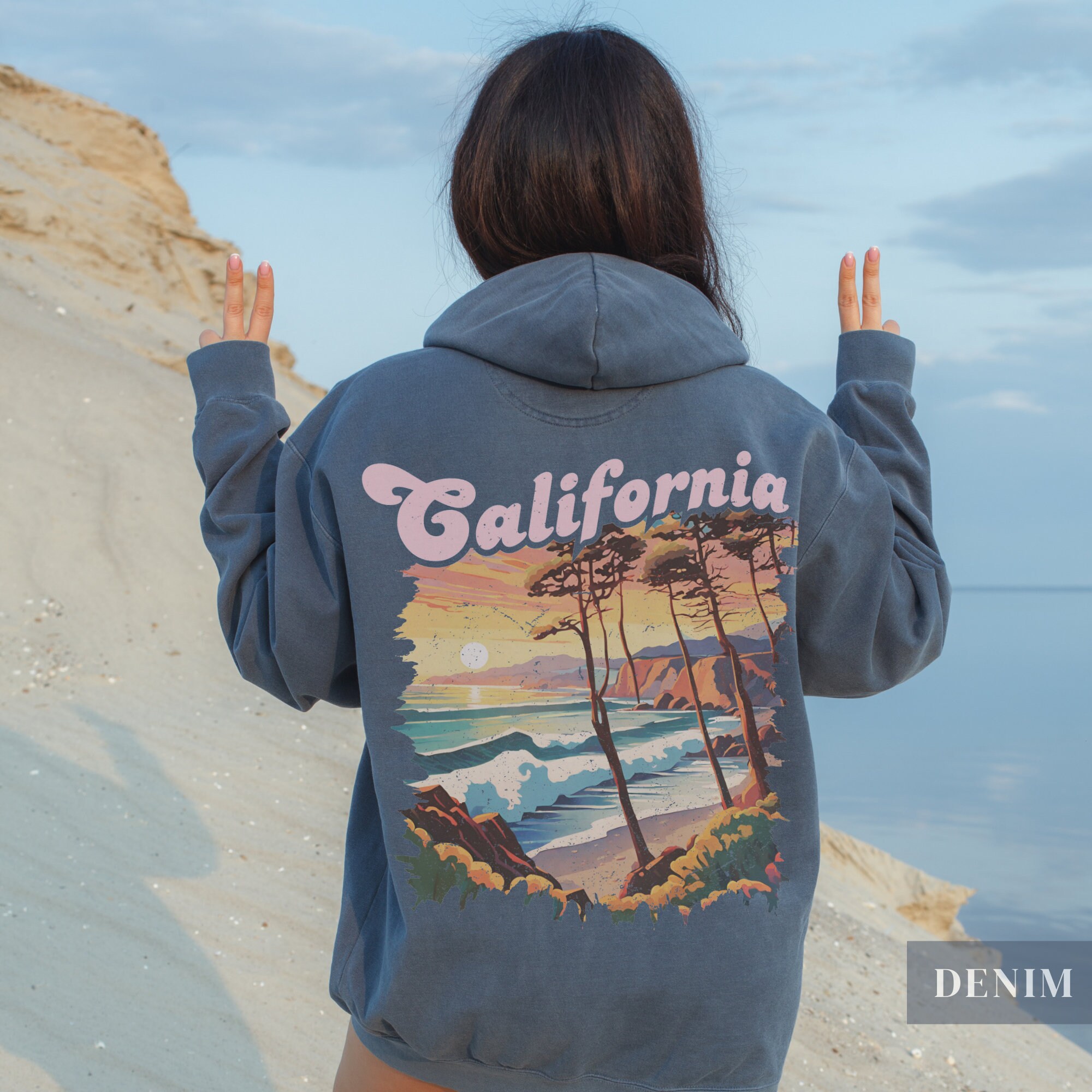 Sweat à Capuche Californie Morro Bay - Palmier Et Station Balnéaire - Idéal Pour Voyages Et Vacances