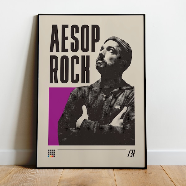 Poster Aesop Rock - Stampa artistica hip-hop di qualità museale - Iconico produttore musicale e arredamento per rapper