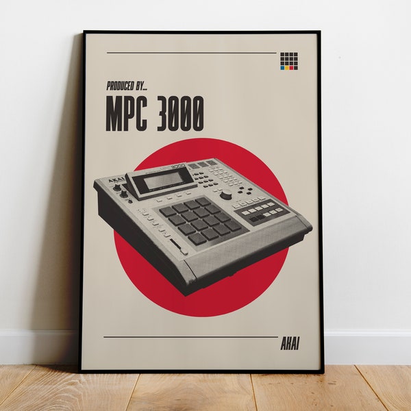 MPC 3000 Poster, Hip Hop Wall Art, Akai Artwork, Hip Hop Producer Gift, Music Producer Gift Idea, Physical Print for Producer