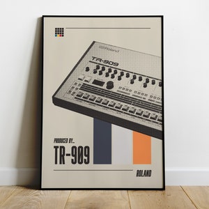 Roland TR-909 Poster - Classic Drum Machine Artwork, Beat Creation Print, Producer's Essential Gear, Gift for Electronic Music Lover