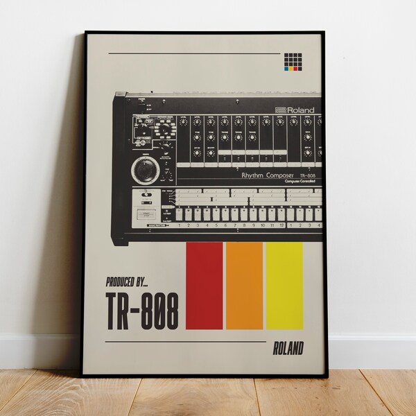TR-808 Poster, Hip Hop Wall Art, Roland Artwork, Hip Hop Producer Gift, Music Producer Gift Idea, Physical Print for Producer