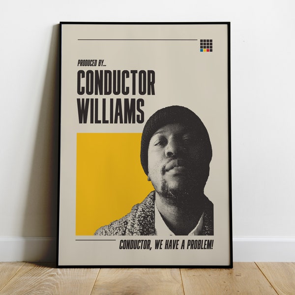 Conductor Williams Poster, Renowned Producer Artwork, Hip Hop Beat Genius Print, Gift for Beat Lovers, Salute to Production Mastery
