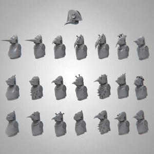 Turnip 28 - 21 x Armoured Torsos and Helms with Toff Plague Doctor Mask with Hat Conversion Pack for Turnip28