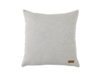 Funda de almohada de bouclé gris claro: decoración bohemia moderna para el hogar
