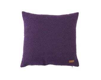 Funda de almohada de bouclé morado: decoración bohemia moderna para el hogar