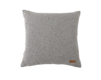 Funda de almohada de bouclé gris: decoración bohemia moderna para el hogar
