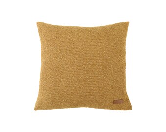 Funda de almohada de bouclé amarilla suave: decoración bohemia moderna para el hogar