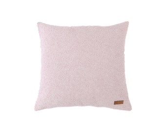 Funda de almohada bouclé rosa: moderna funda de almohada cuadrada estilo bohemio