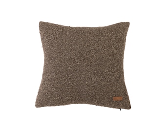 Funda de almohada bouclé marrón claro: moderna funda de cojín bohemia para sofá.