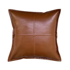 Tan Faux Leather Pillow Cover: Modern Home Decor