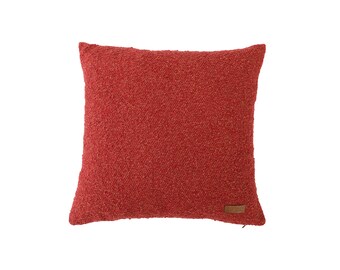 Funda de almohada de bouclé rojo ladrillo: decoración bohemia moderna para el hogar
