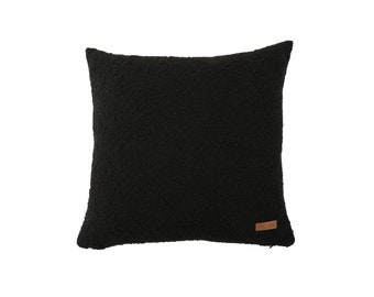 Funda de almohada de bouclé negra: decoración bohemia moderna para el hogar