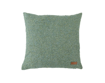 Funda de almohada de bouclé verde suave: decoración bohemia moderna para el hogar