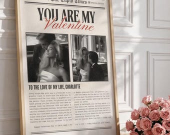 Personalized Valentines Gift, Editable Valentines Day Newspaper Template