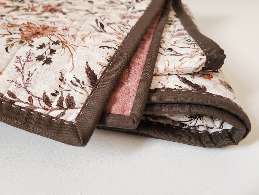 Boho Floral Quilt, Toddler Quilt, Vintage Floral Blanket, Girl Quilt Etsy