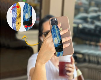 Reversible Phone Grip Strap | Kawaii Phone Case, Art Pattern