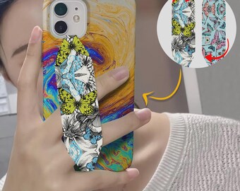 Switchbands Phone Grip Strap, Reversible Hand Strap for Back of Phone, Adhesive-Free Grip, Anti-Drop, Universal Fit-Butterfly Ballet