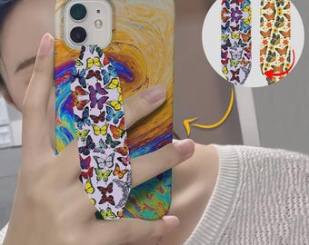 Switchbands Phone Grip Strap, Reversible Hand Strap for Back of Phone, Adhesive-Free Grip, Anti-Drop, Universal Fit-Flutter Fly