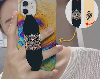 Switchbands Phone Grip Strap, Adjustable Finger Loop Holder,Adhesive-Free Grip, Removable Anti-Drop, Universal Fit - Tattooed Luck
