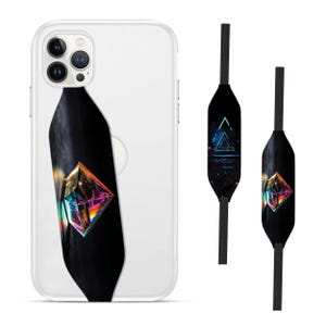 Switchbands reversible phone grip strap – Neon Crystal design. Features a striking 3D pattern with vibrant neon colors and crystal-inspired details, creating a bold and edgy look. Provides a secure, comfortable grip for your phone while adding a touch of electric, futuristic style. The reversible design allows for a fresh, dynamic look whenever you want. Perfect for those who love bright, attention-grabbing designs with a modern, crystal-like shine.