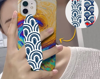 Reversible Phone Grip Strap: Coastal Design Finger Loop Holder