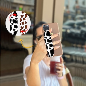 Switchbands Phone Grip Strap  For Phone Case As Phone Loop, |Pack Of 2| Phone Charm Strap For Your Kawaii Phone Case - Brown & Black Cow