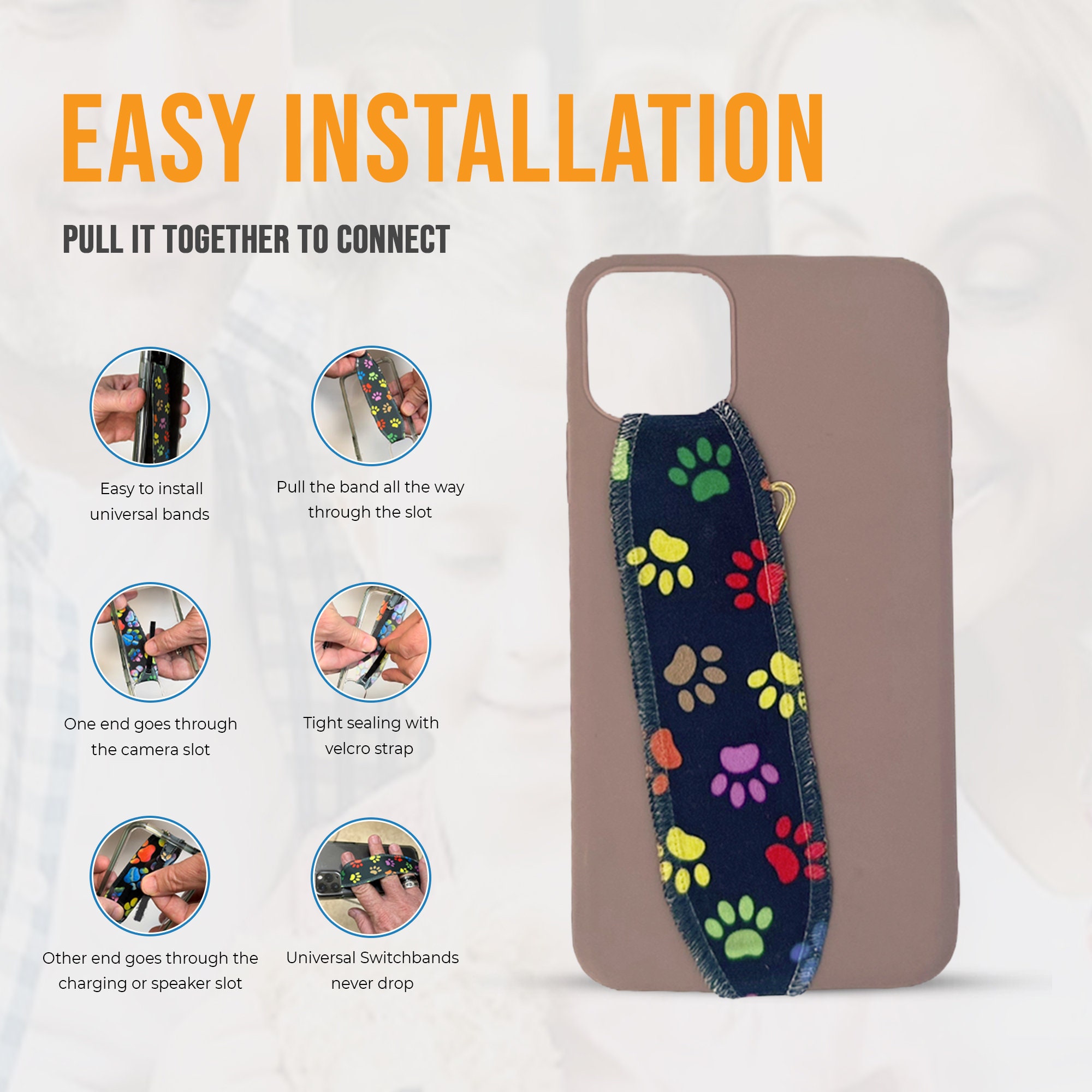 Switchbands Phone Grip Strap for Phone Case as Phone Loop, Phone Charm