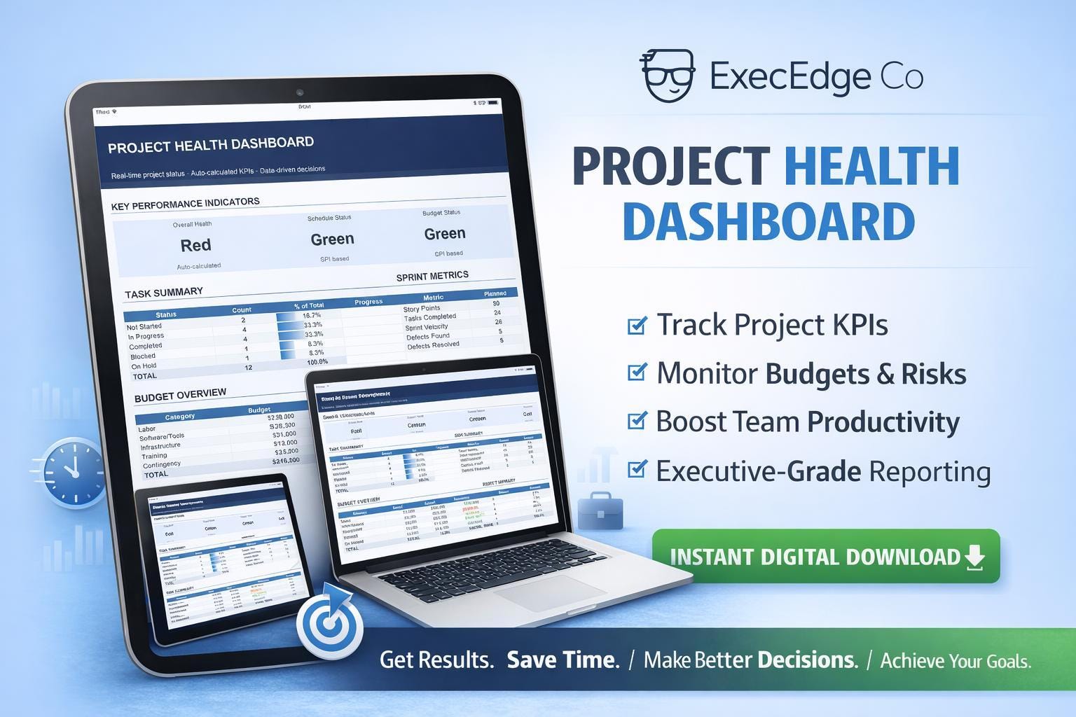 Excel Project Health Dashboard (digital Download) - Easy to Use for ...